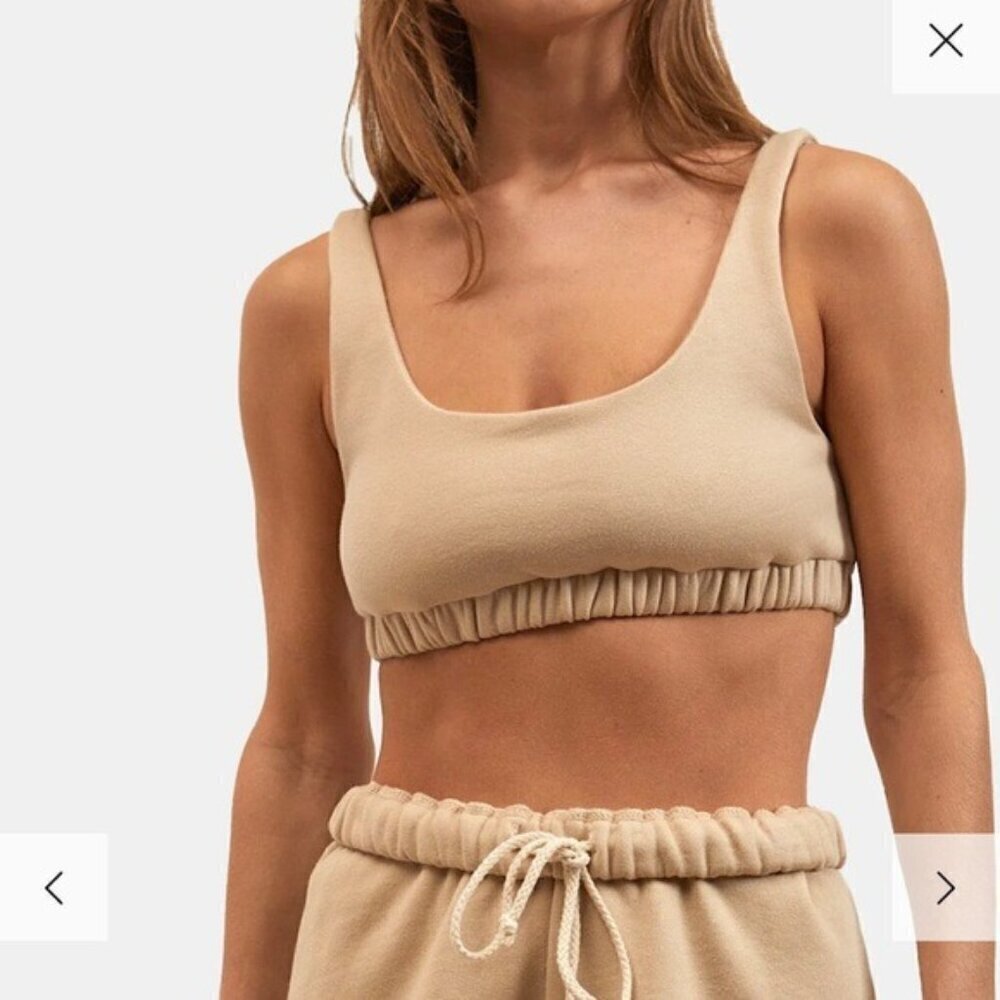 DONNI Eco Fleece Sporty Bra in Taupe size Large NEW NWT 100% cotton